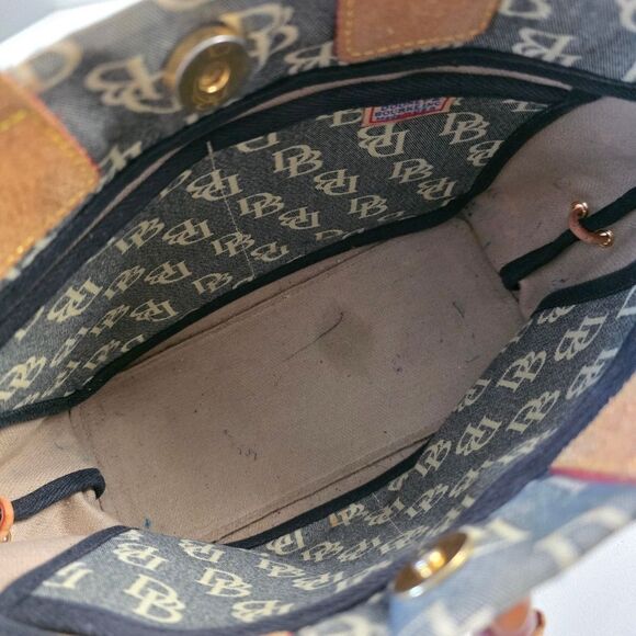 Dooney & Bourke Monogram Tassel Tote Canvas‎ & Leather Double Handle Vintage Y2K - Picture 11 of 12